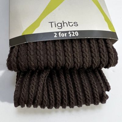 Hanes Women's Coffee Color As Shown In Photo, Cable braid Texture Tights, Size S